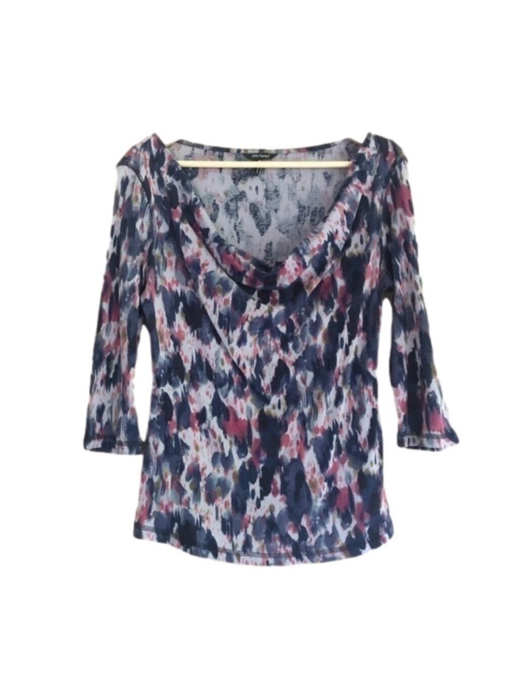 Daisy Fuentes abstract print drape neck top size Medium